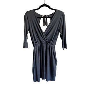 Solemio Los Angeles Grey Quarter Sleeve Dress Size S - Soft with Back Tie Detail